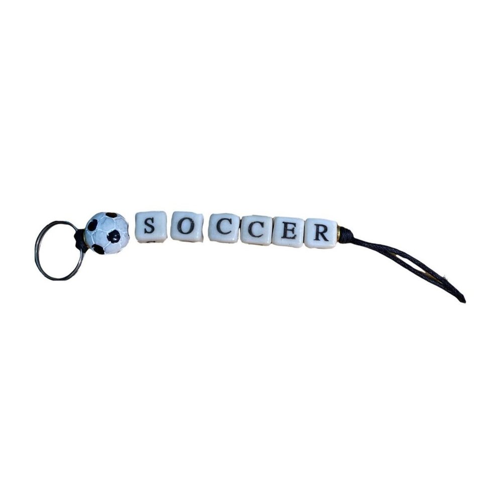 Soccer Keychain - spelling blocks SOCCER with Ball - Sports Ted Lasso Futbol